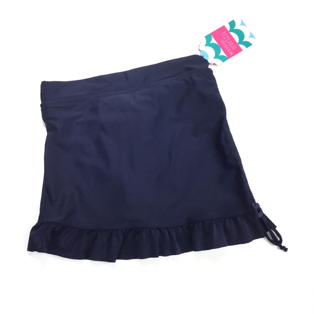 NWT Mikarose Swim Skirt Ruched Navy
